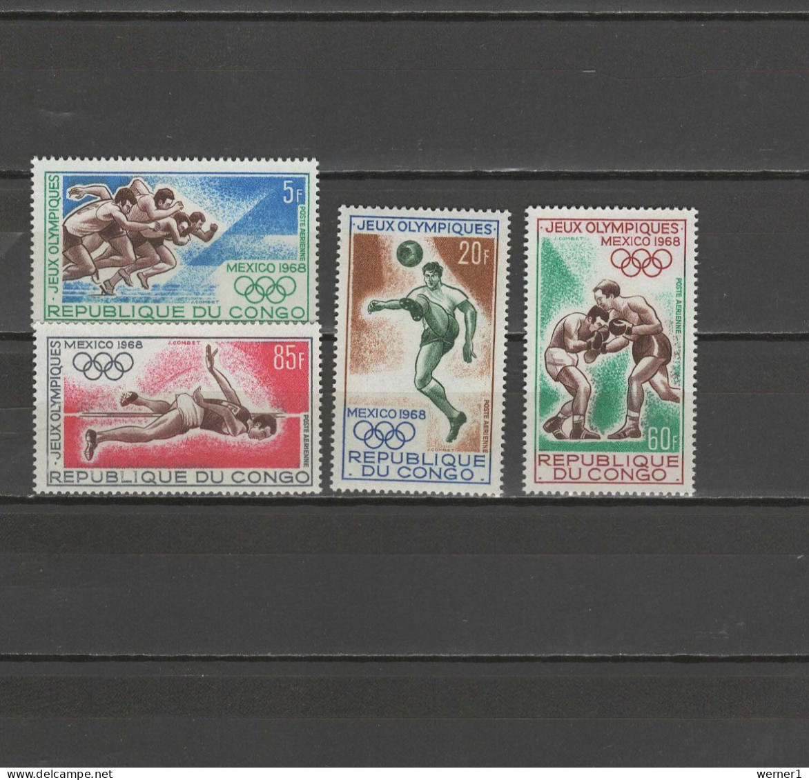 Congo 1968 Olympic Games Mexico, Athletics, Football Soccer, Boxing Set Of 4 MNH - Summer 1968: Mexico City