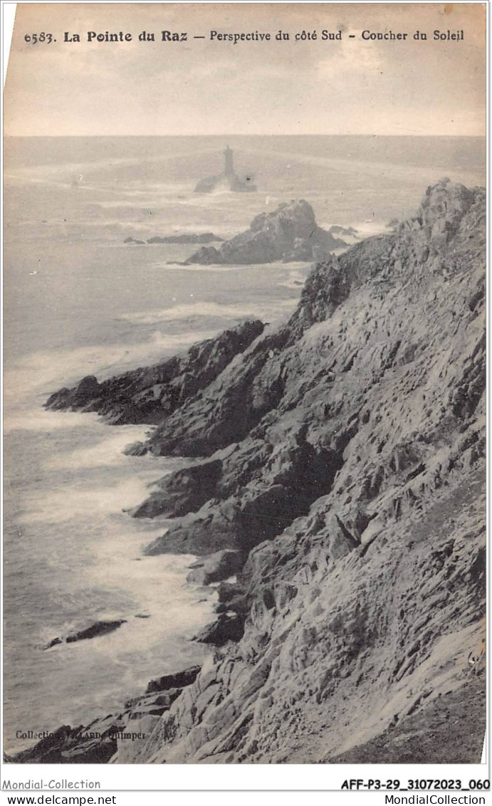 AFFP3-29-0212 - LA POINTE DU RAZ - Perspective Du Côté Sud - Coucher Du Soleil  - La Pointe Du Raz