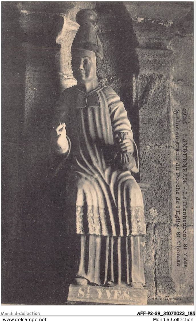 AFFP2-29-0175 - LANDERNEAU - Le Bienheureux St Yves - Statue En Granit Du Porche De L'église St-thomas - Landerneau