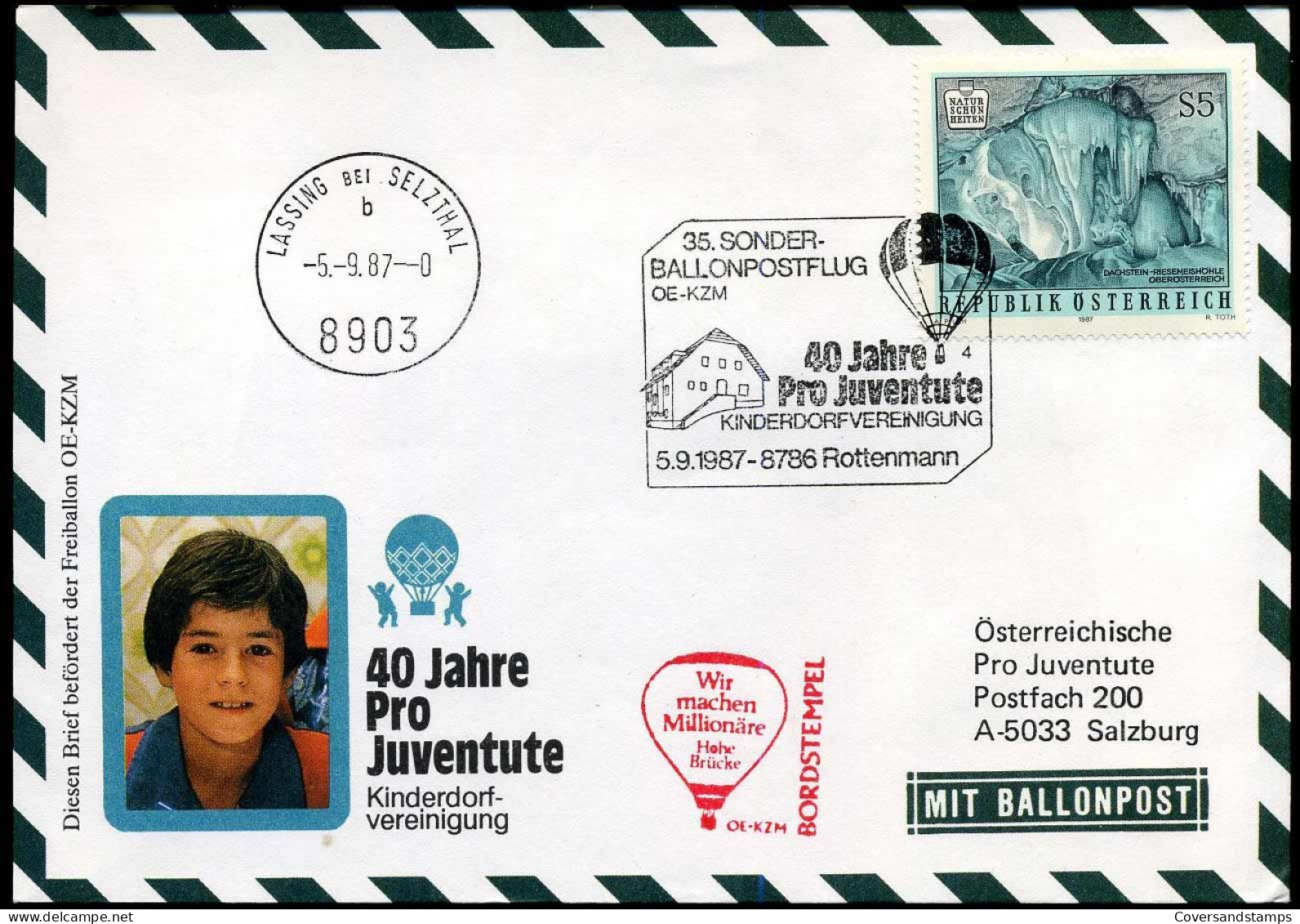 FDC - 40 Jahre Pro Juventute - Mit Ballonpost - FDC