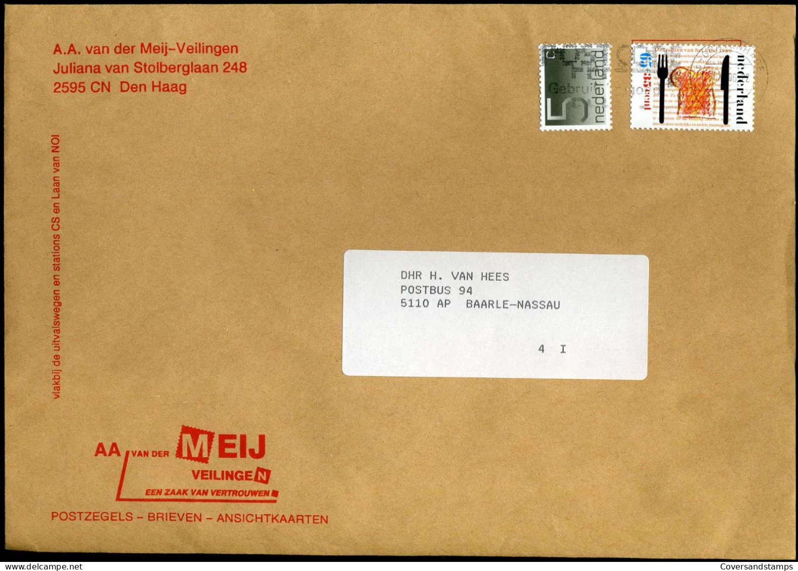 Cover Naar Baarle-Nassau - 'AA Van Der Meij Veilingen, Den Haag' - Lettres & Documents