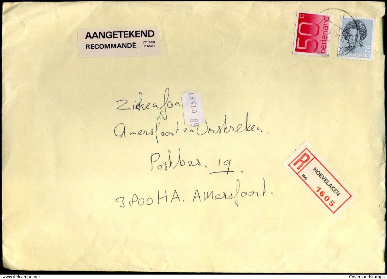 Registered Cover To Amersfoort - Briefe U. Dokumente