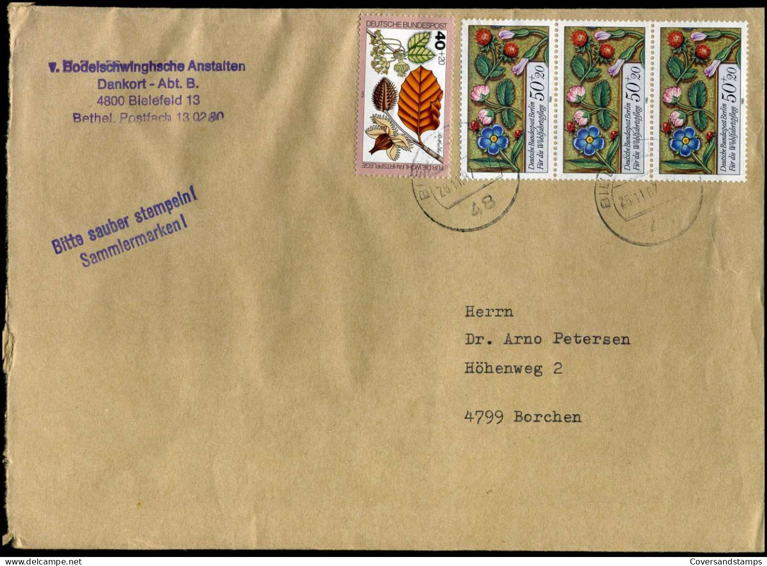 Cover To Borchen - 'V. Bodelschwinghsche Anstalten, Bielefeld' - Lettres & Documents