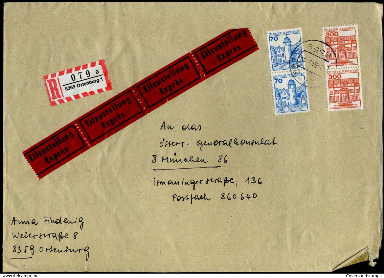 Registered Express Cover To München - Cartas & Documentos