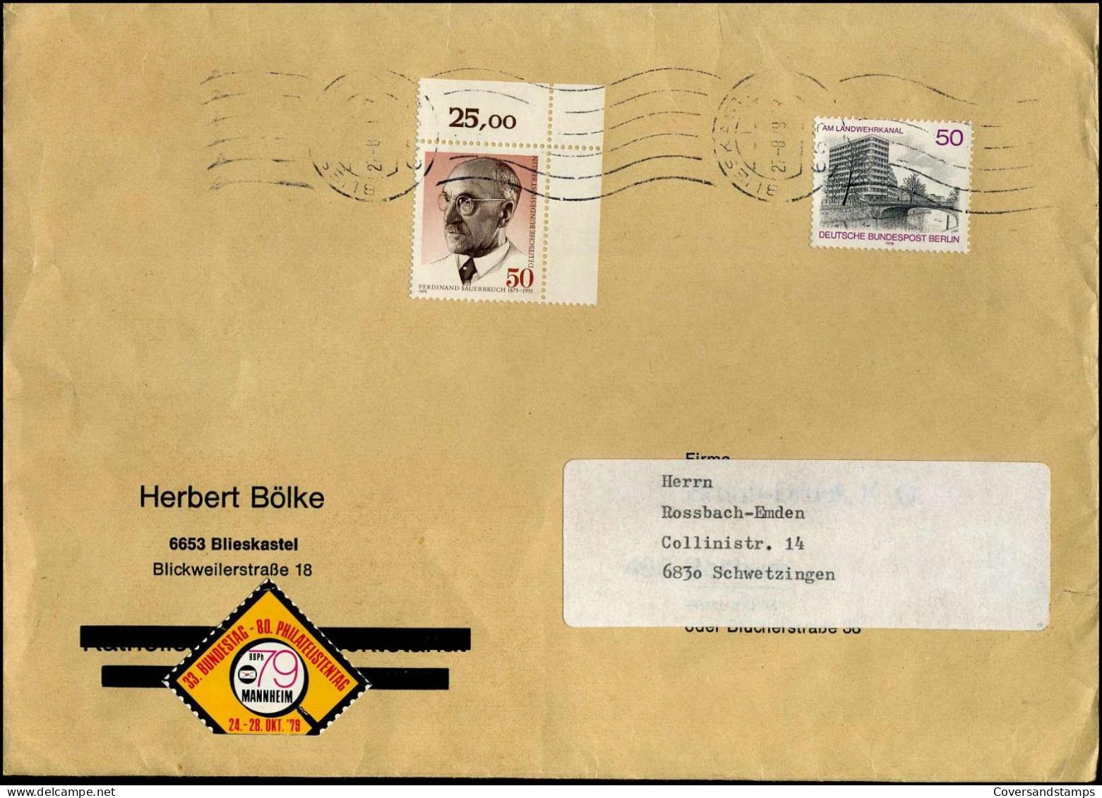 Cover To Schwetzingen - 'Herbert Bölke' - Briefe U. Dokumente