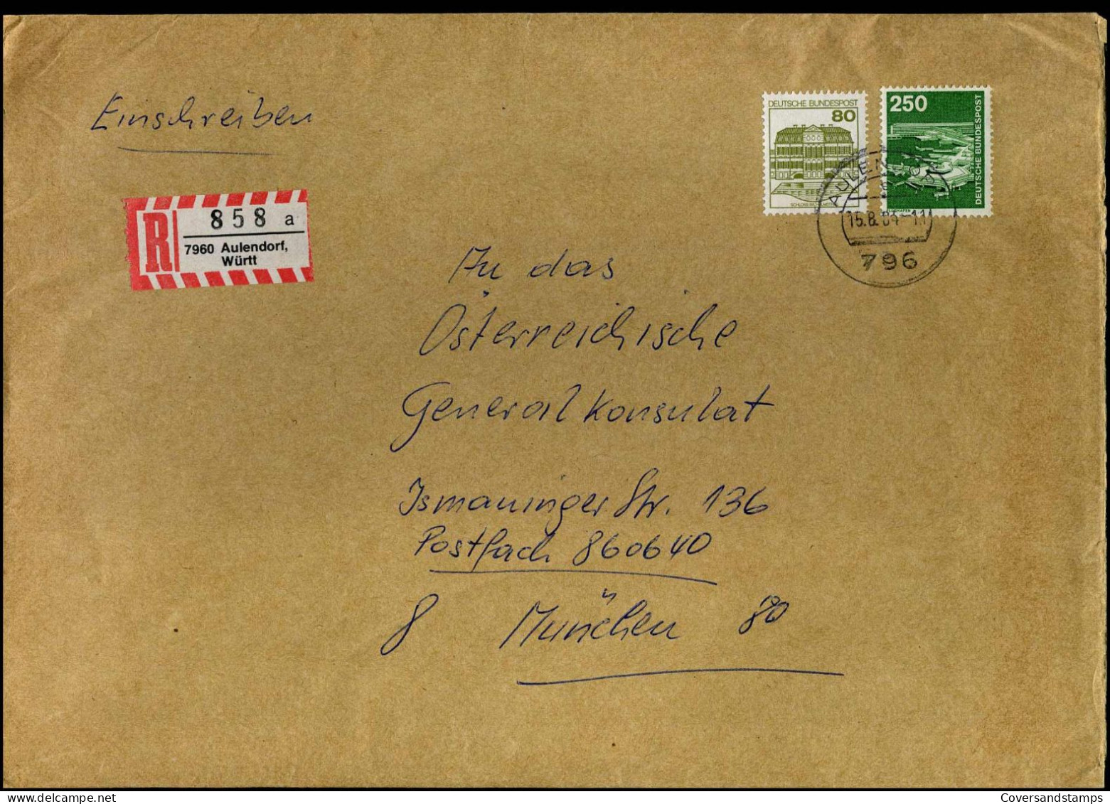 Registered Cover To München - Briefe U. Dokumente
