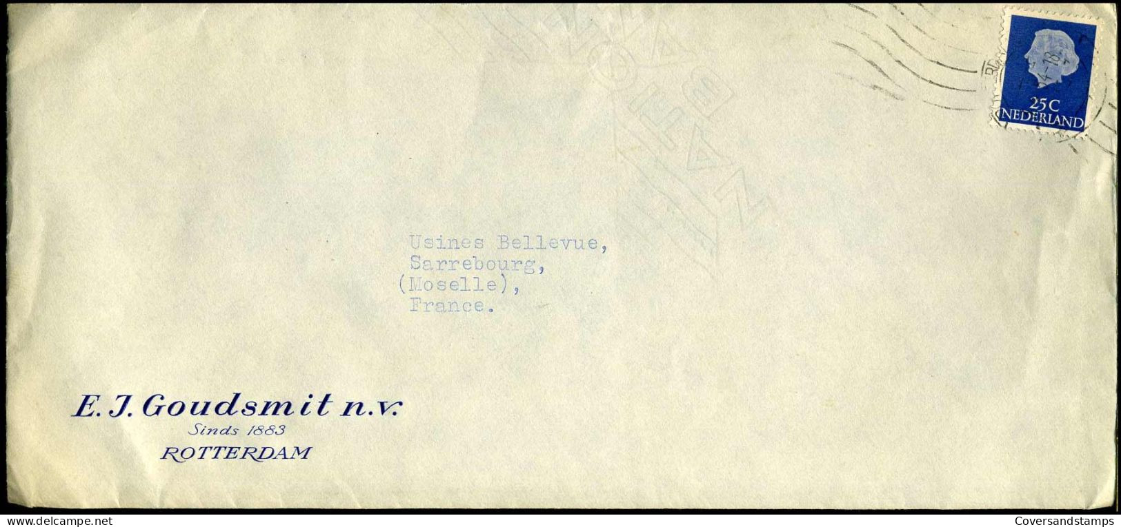 Cover To Sarrebourg, France - 'E.J. Goudsmit N.V., Rotterdam' - Lettres & Documents