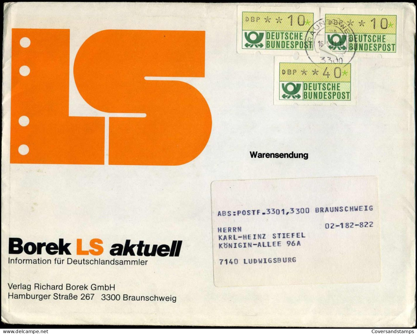 Cover To Ludwigsburg - 'Borek LS Aktuell, Information Für Deutschlandsammler' - Machine Labels [ATM]