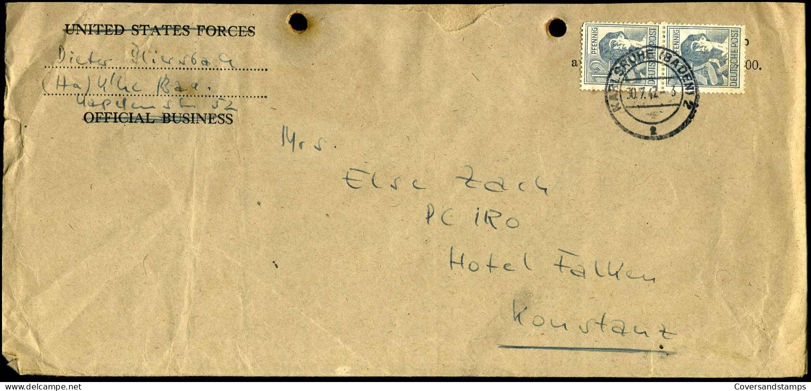 Cover To Hotel Falken In Konstanz - Covers & Documents