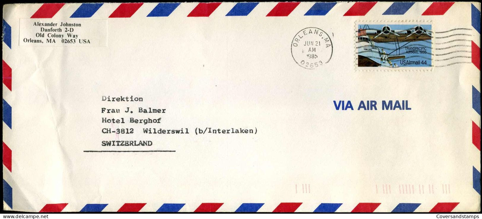 Cover To Wilderswil, Switzerland - 3c. 1961-... Lettres