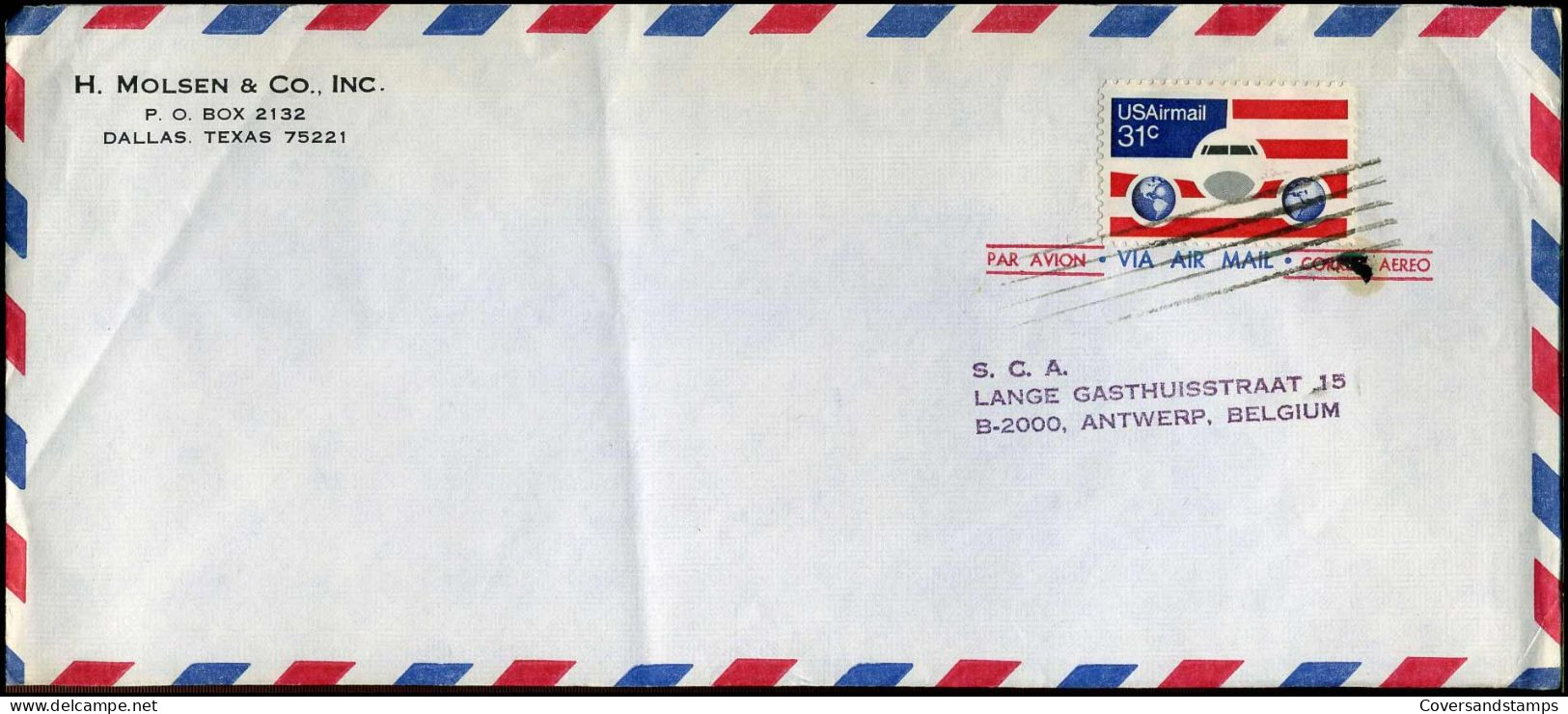 Cover To Antwerp, Belgium - 'H. Molsen & Co, Inc, Dallas, Texas' - 3c. 1961-... Lettres