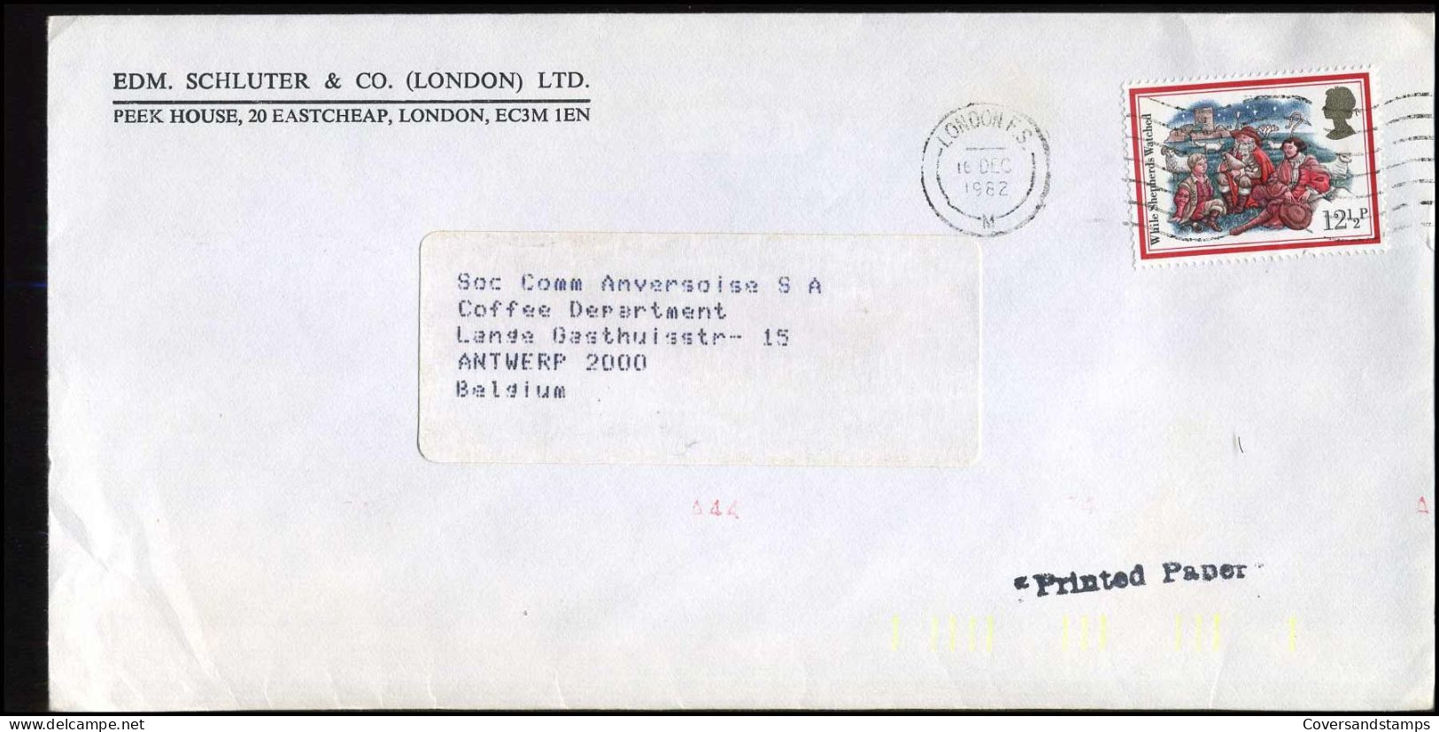 Cover To Antwerp, Belgium - 'Edm. Schluter & Co. (London) LTD.' - Covers & Documents