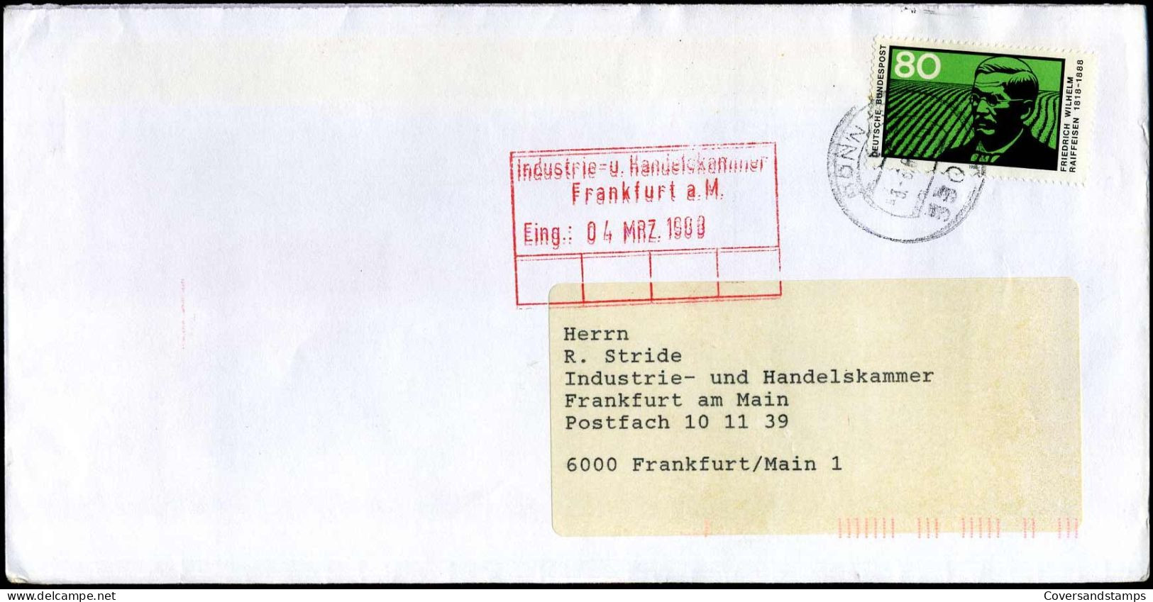 Cover To Frankfurt - 'Industrie- U. Handelskammer' - Briefe U. Dokumente