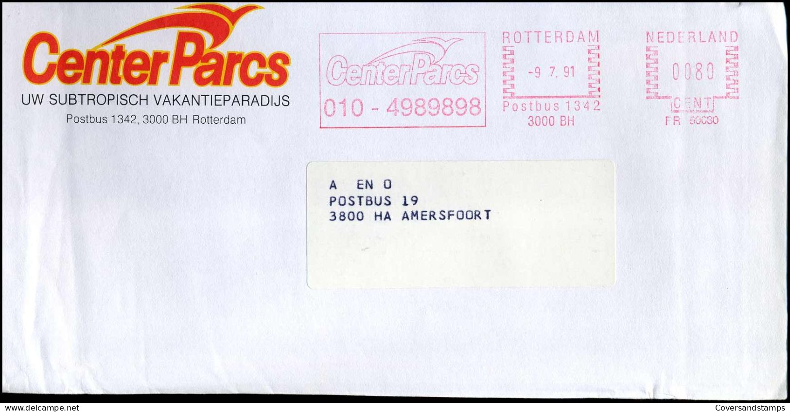 Cover To Amersfoort - 'CenterParcs, Uw Subtropisch Vakantieparadijs'' - Covers & Documents