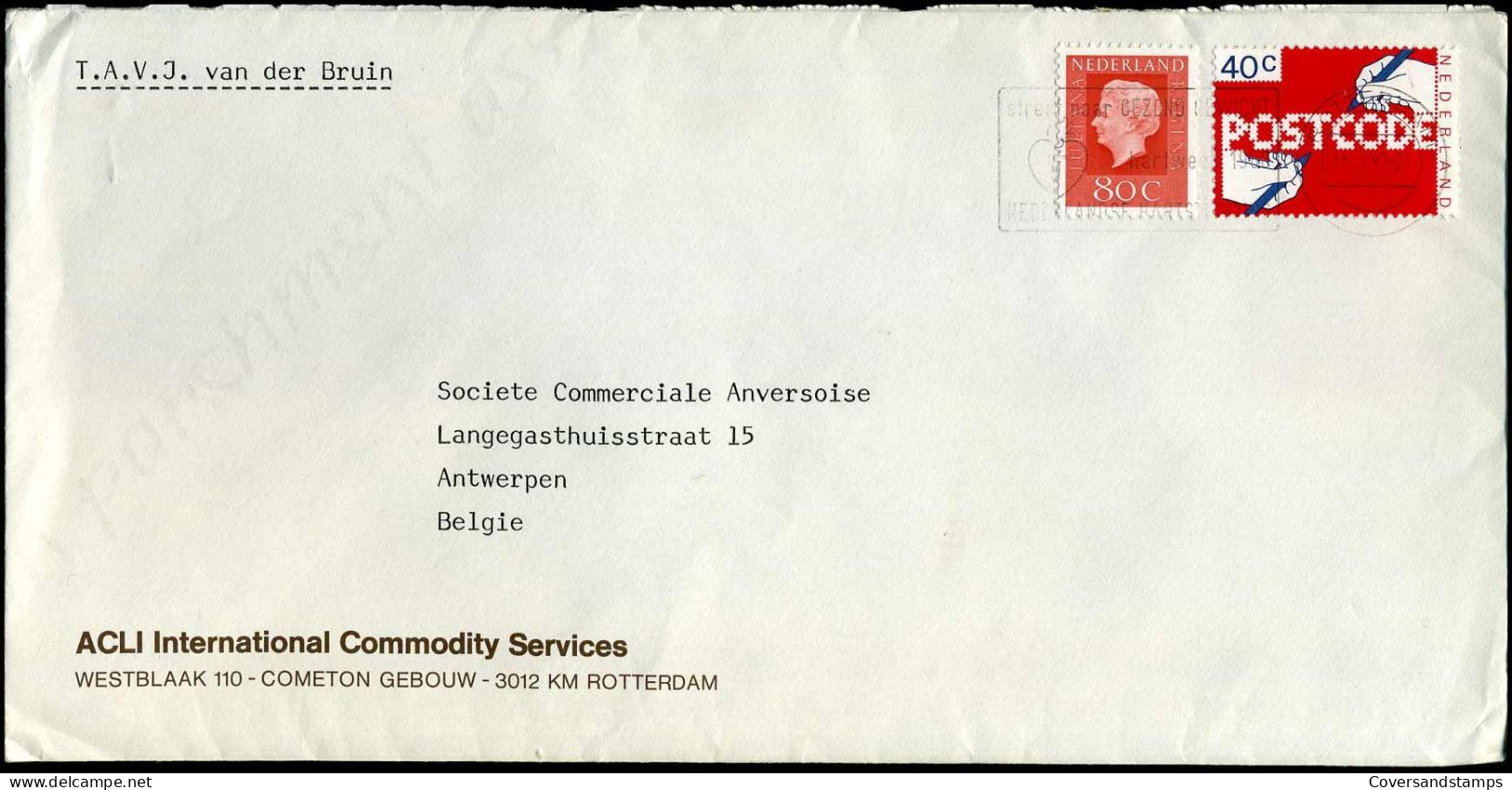 Cover To Antwerp, Belgium - 'ACLI International Commodity Services, Rotterdam' - Covers & Documents