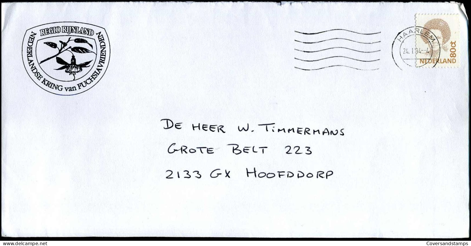 Cover To Hoofddorp - 'Nederlandse Kring Van Fuchsiavrienden, Regio Rijnland' - Covers & Documents