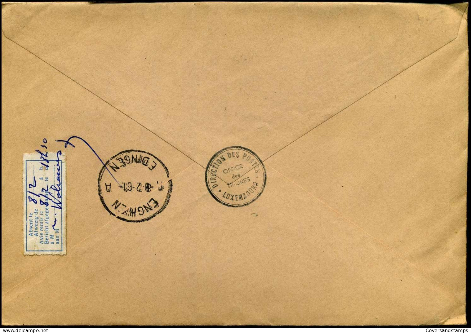 Registered Cover To Petit-Enghien, Belgium - Caritas 1960 Yv 589/94 - Briefe U. Dokumente