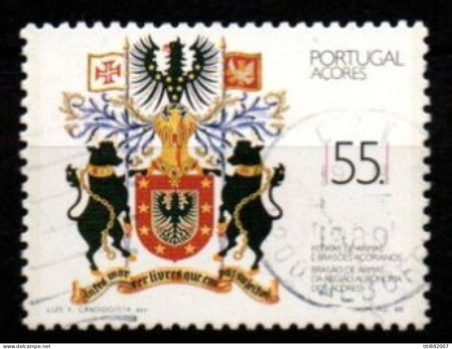 PORTUGAL    -   ACORES  -   1988  .Y&T N° 385 Oblitéré.   Armoiries - Azores