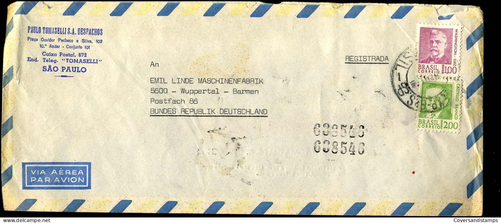 Cover To Wuppertal, Germany - "Paulo Tomaselli S.A. Despachos, Sao Paulo" - Lettres & Documents