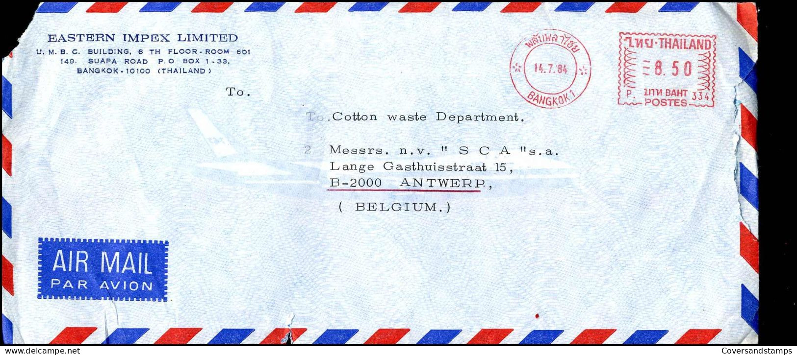 Cover To Antwerp, Belgium - "Eastern Impex Limited, Bangkok" - Thailand
