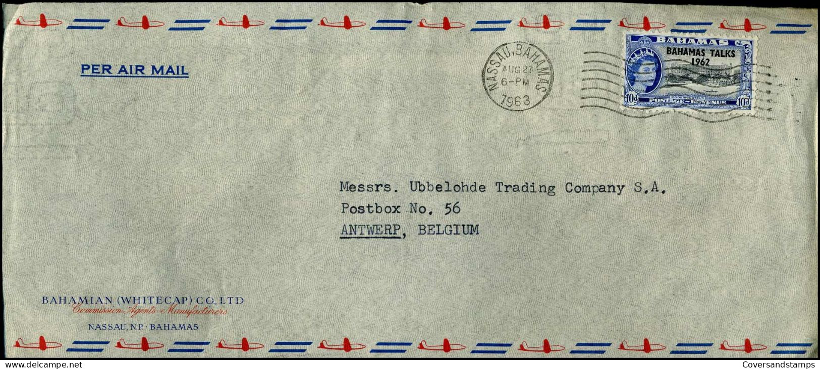 Cover To Antwerp, Belgium - "Bahamian (Whitecap) Co. Ltd" - 1859-1963 Crown Colony
