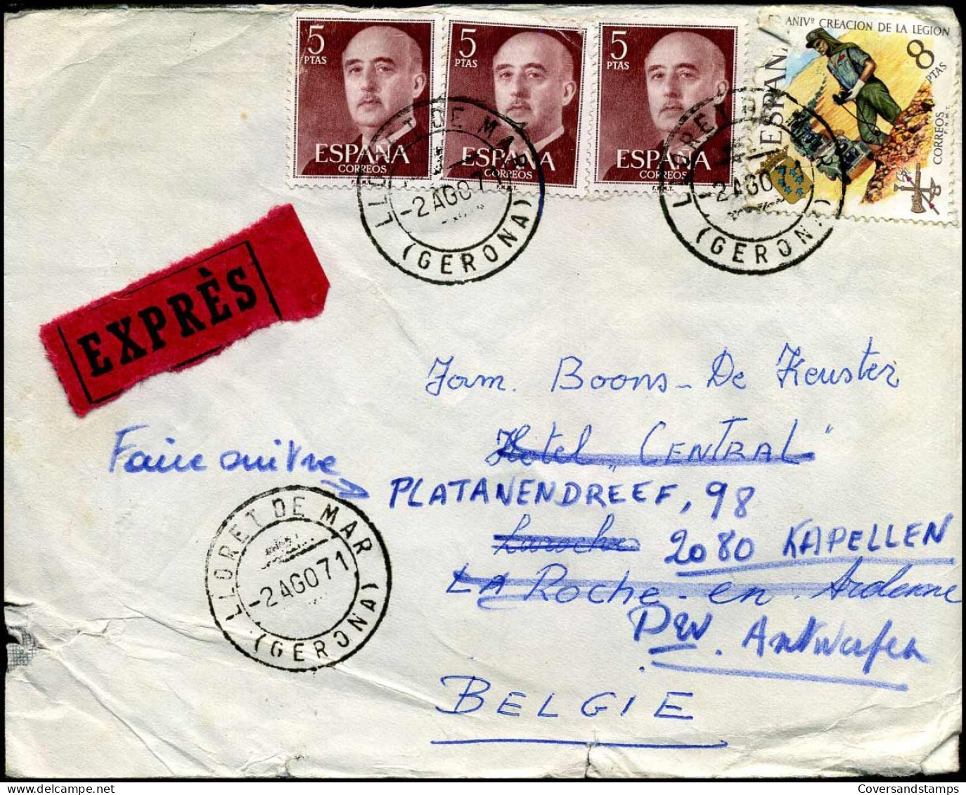 Expres Cover To Kapellen, Belgium - Cartas & Documentos