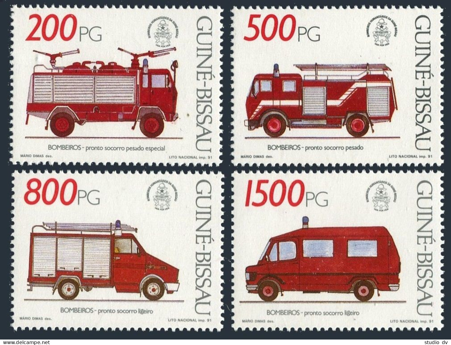 Guinea Bissau 908-911,MNH.Michel 1143-1146. Fire Trucks,1991. - Guinea-Bissau