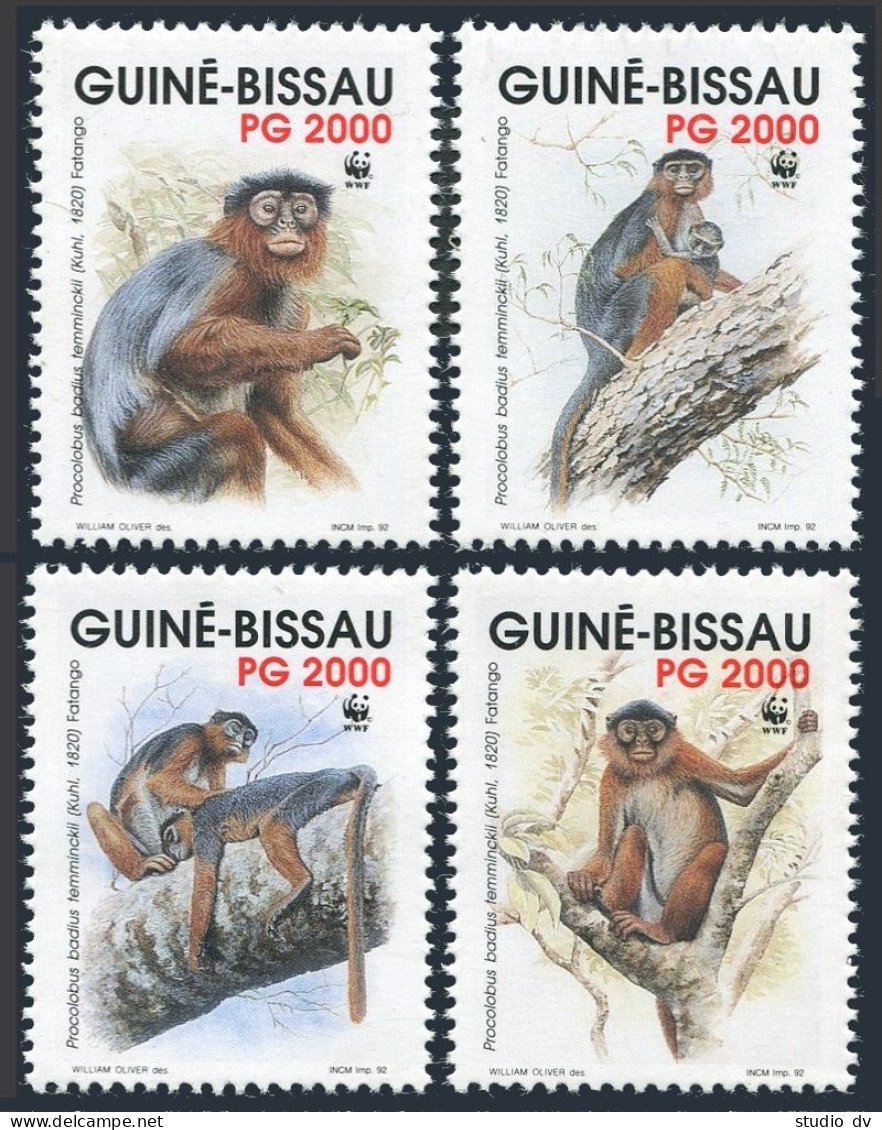 Guinea Bissau 944a-944d,MNH.Michel 1185-1188. WWF 1992.Monkey Procolobus Badius  - Guinea-Bissau