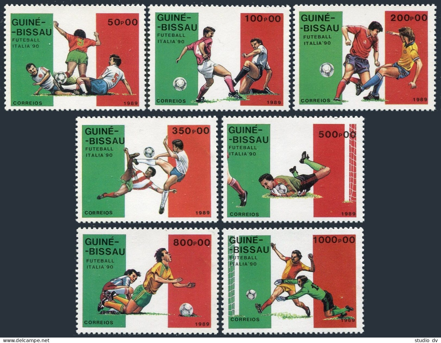 Guinea Bissau 780-786,786A,MNH.Michel 1073-1079,Bl.281.World Soccer Cup Italy-89 - Guinea-Bissau