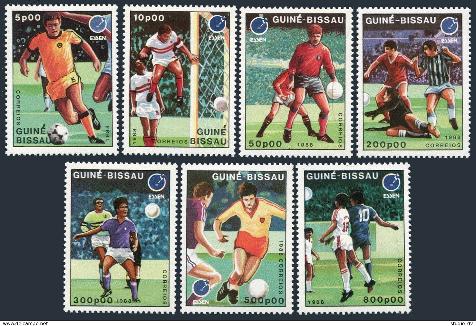 Guinea Bissau 711-717,718,MNH.Michel 943-949,Bl.272. Soccer,ESSEN-1988. - Guinea-Bissau
