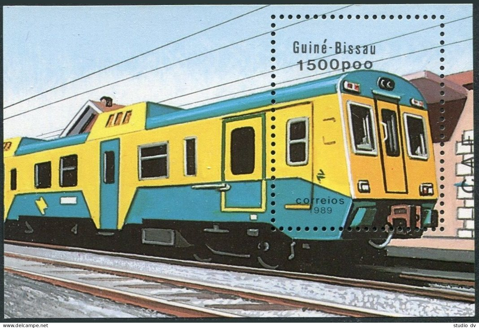Guinea Bissau 795-801,802,MNH.Michel 1033-1039,Bl.276.Trains-89.Railroad Engines - Guinea-Bissau