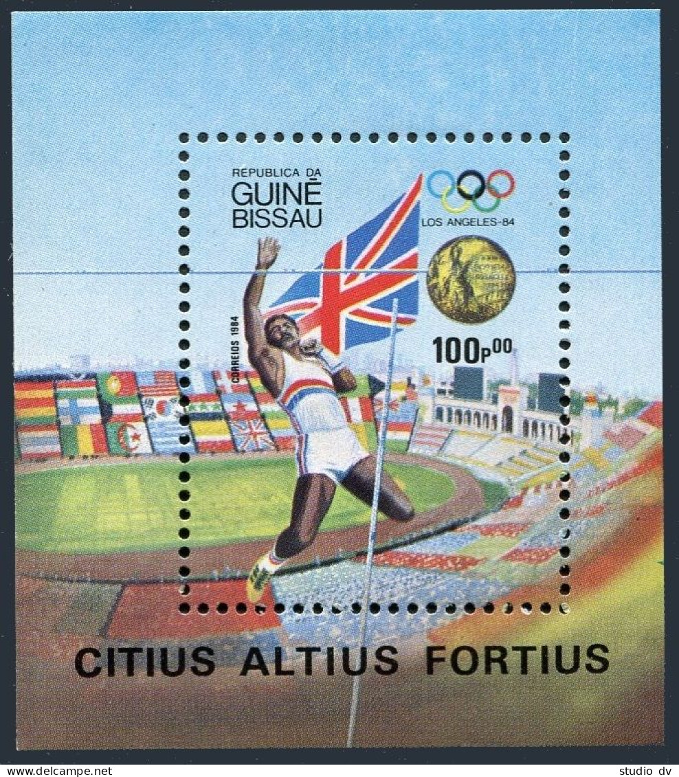 Guinea Bissau 618, MNH. Michel 825 Bl.261. Olympics Los Angeles-1984. Decathlon. - Guinea-Bissau