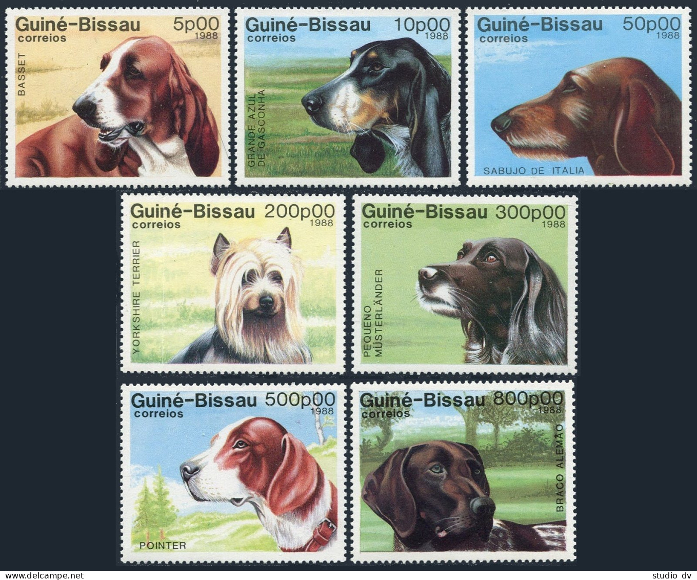 Guinea Bissau 742-748,749,MNH. Dogs 1988.Basset Hound;Great Blue Gascony;Sabujo, - Guinée-Bissau