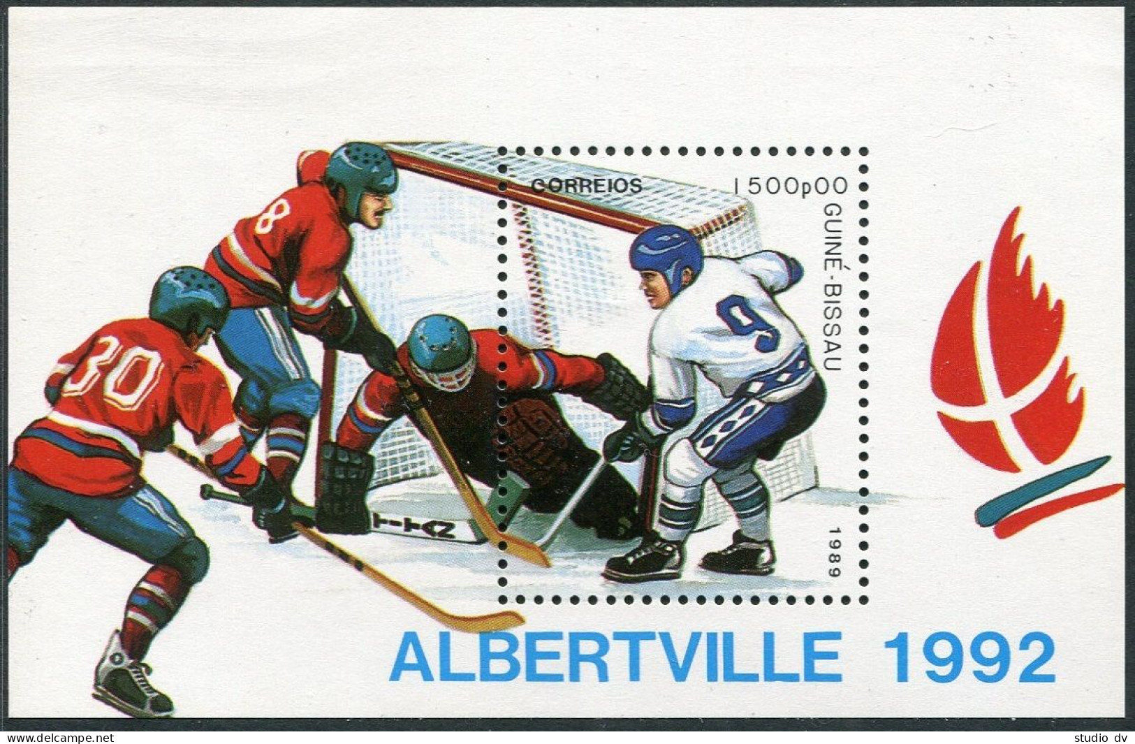 Guinea Bissau 772-778, 779, MNH. Olympics,Albertville-1992:Hockey,Speed Skating, - Guinea-Bissau