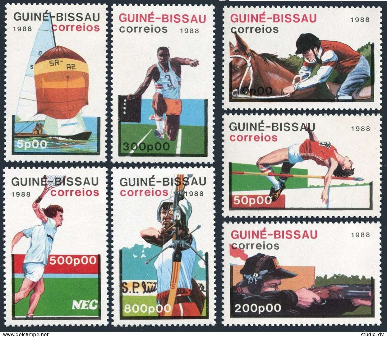 Guinea Bissau 719-726,MNH. Olympics,Seoul-1988.Soccer,Tennis,Yachting,Equestrian - Guinée-Bissau