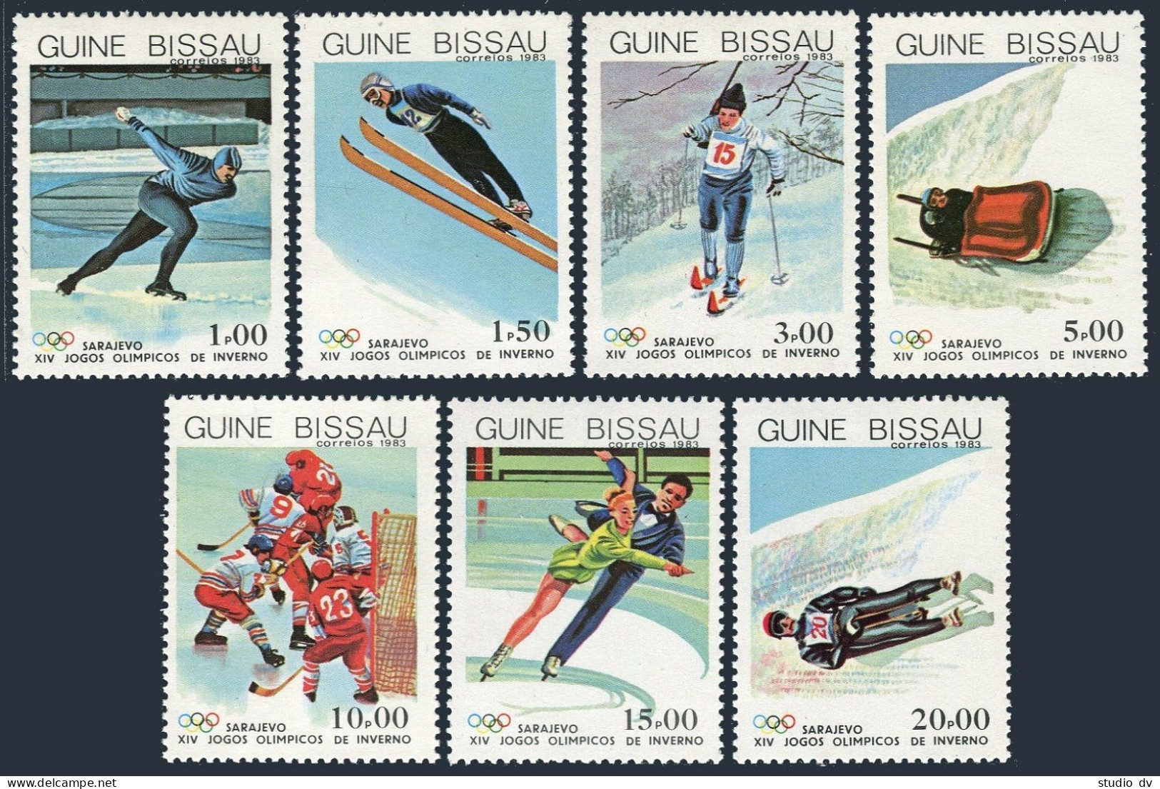 Guinea Bissau 505-512, MNH. Mi 709-715,Bl.255. Olympics, Sarajevo-1984. Hockey, - Guinea-Bissau