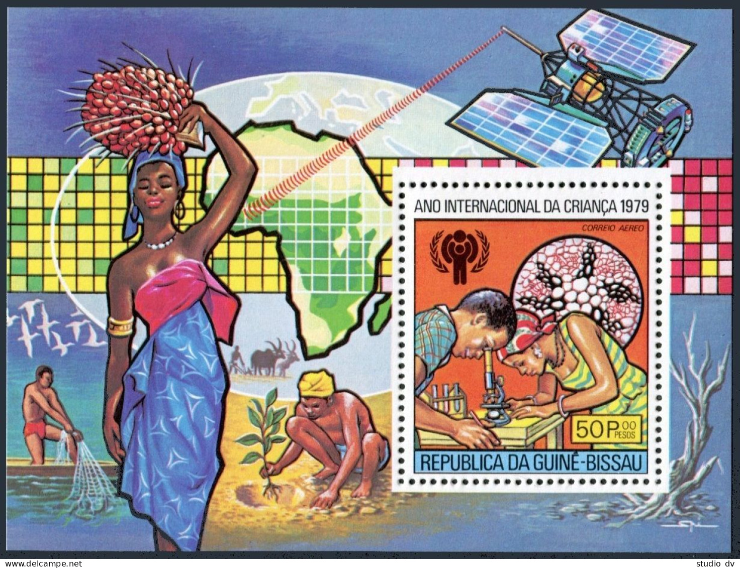 Guinea Bissau 412-412C,412D,MNH. IYC-1979.Satellite,Fishing,Bird,Jules Verne, - Guinée-Bissau