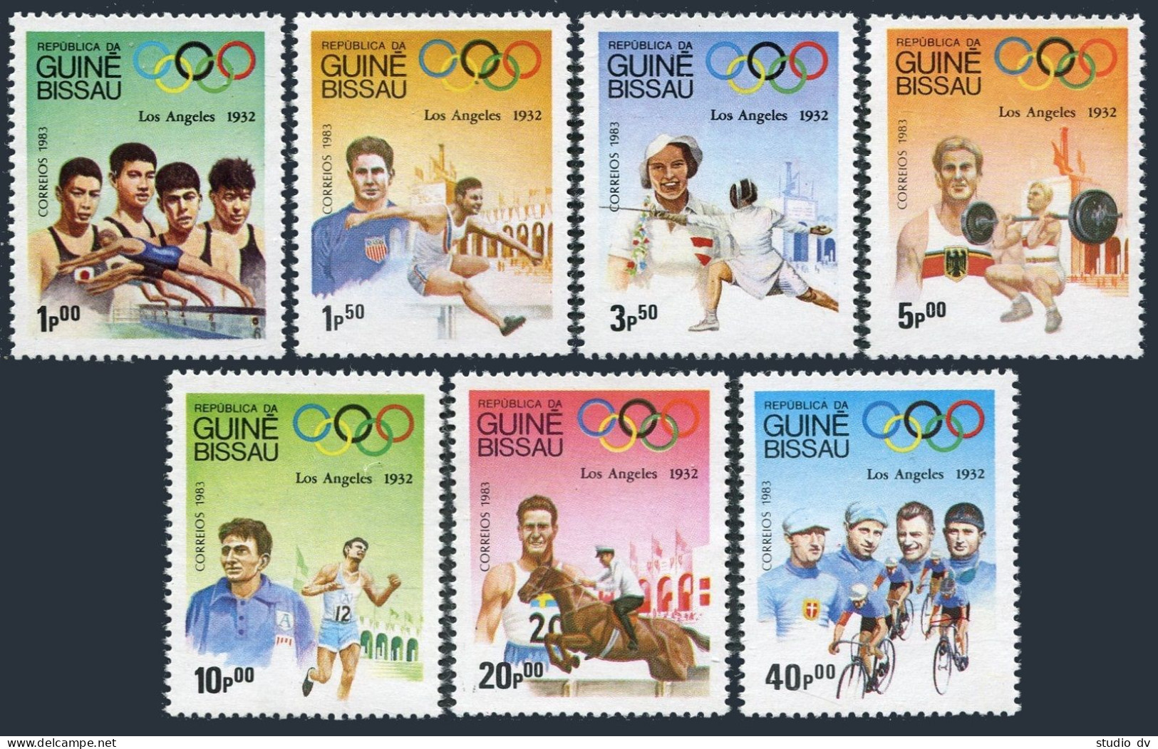 Guinea Bissau 489-496,MNH. Mi 690-696,Bl.252. Olympics Los Angeles-1984.Fencing, - Guinea-Bissau
