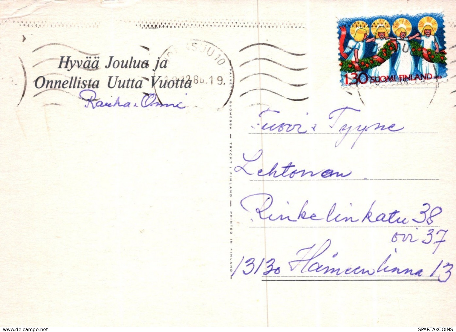 SANTA CLAUS ANIMALS CHRISTMAS Holidays Vintage Postcard CPSM #PAK533.GB - Santa Claus