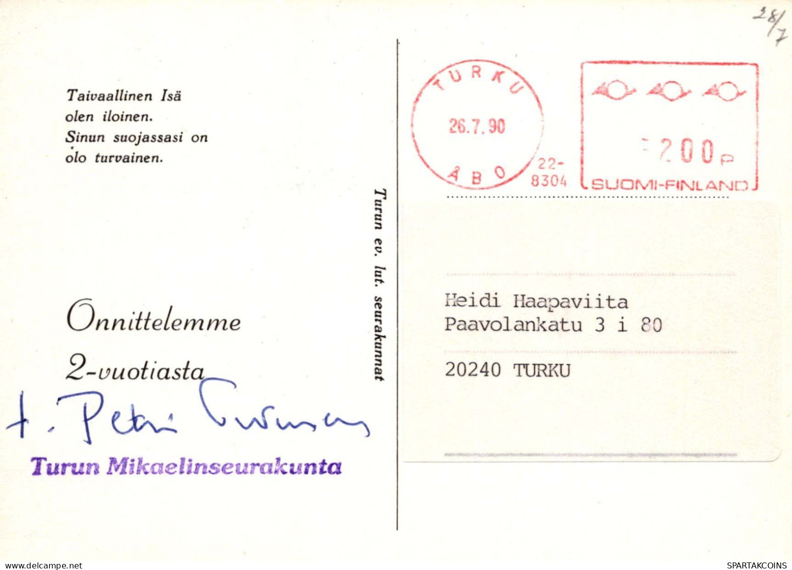 JOYEUX ANNIVERSAIRE 2 Ans Vintage Postal CPSM #PBT952.FR - Anniversaire