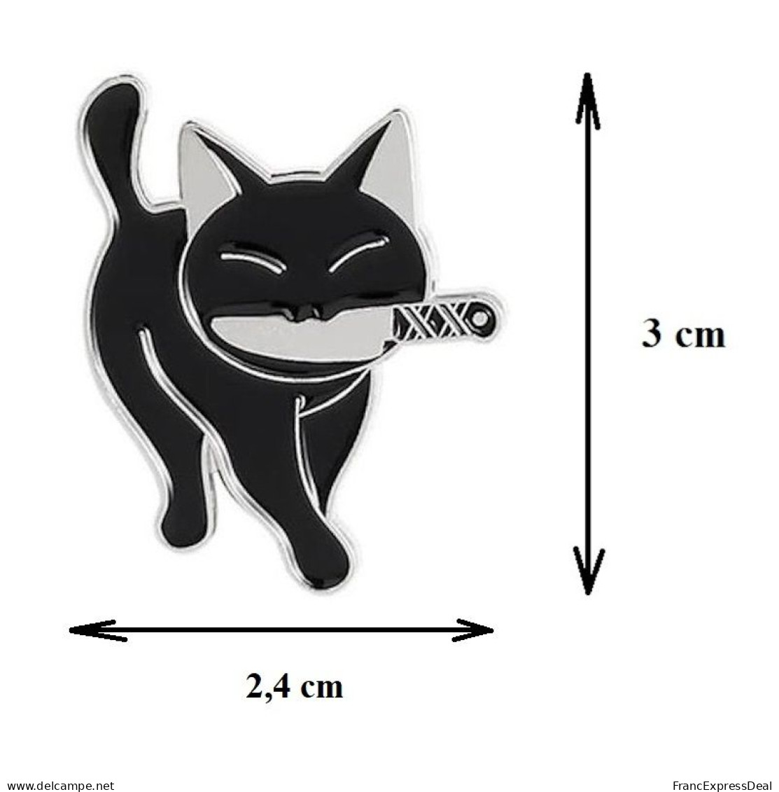 Lot de 3 Pin's NEUFS en métal Pins - Chat Noir avec un couteau Killer cat