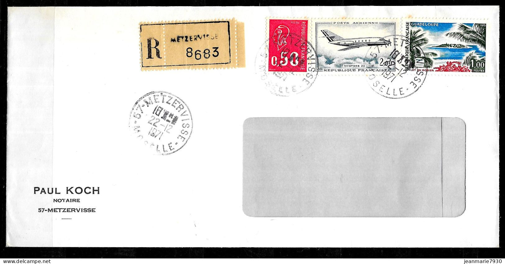 P240 - LETTRE RECOMMANDEE DE METZERVISSE DU 22/12/71 POUR STRASBOURG - 1961-....