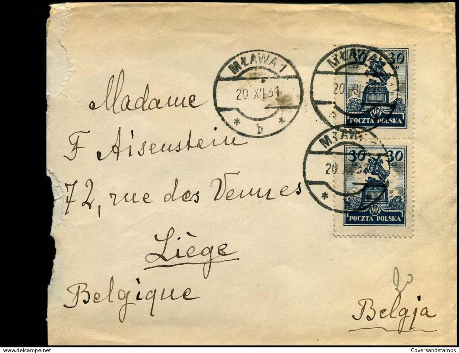 Cover To Liège, Belgium - Covers & Documents