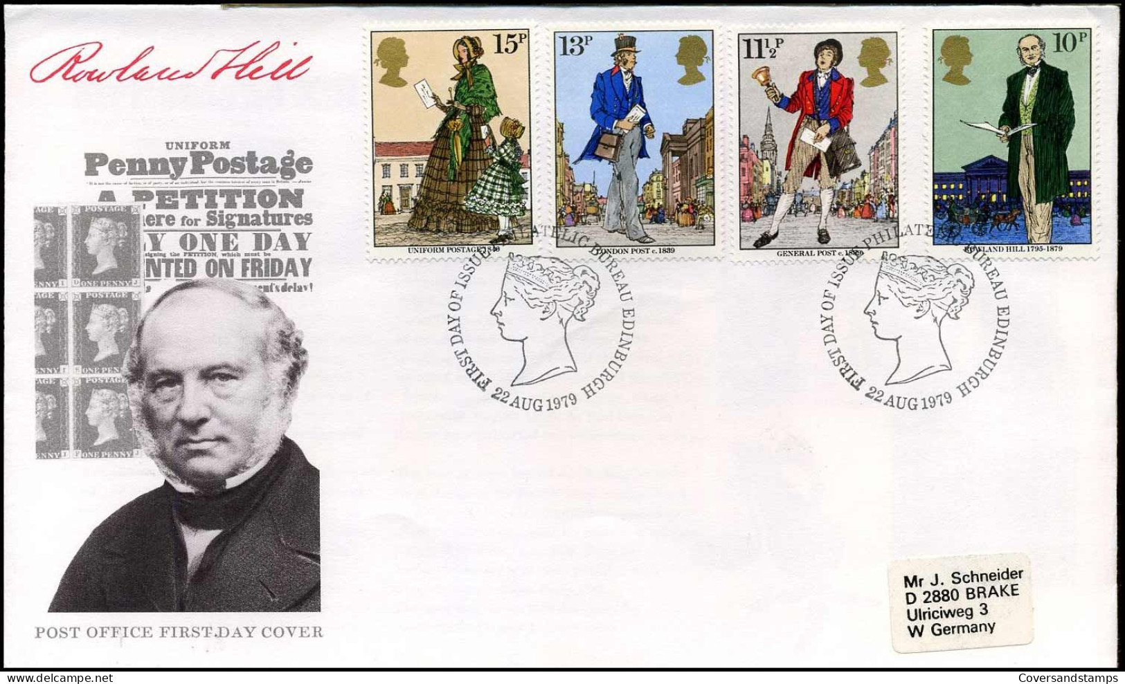 UK - FDC - Uniform Penny Postage - Sir Rowland Hill - 1971-1980 Decimal Issues