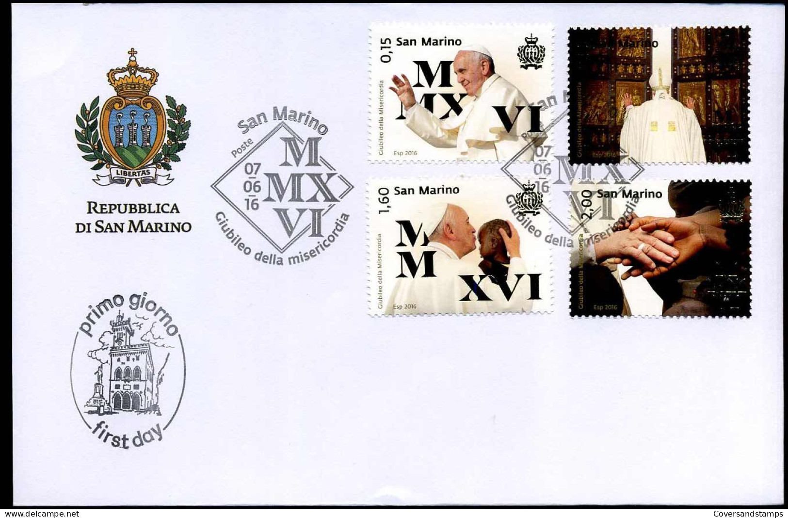 San Marino - FDC 2016 -  Giubileo Della Misericordia - FDC