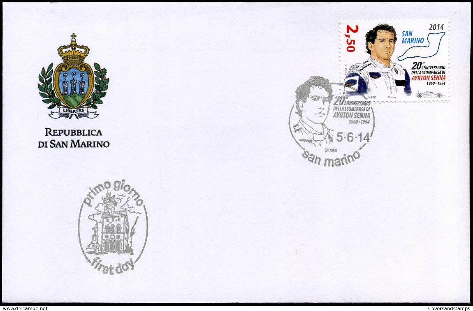 San Marino - FDC 2014 - 20° Anniversario Della Scomparsa Di Ayrton Senna - FDC