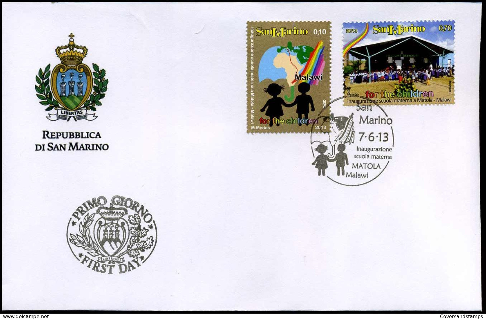 San Marino - FDC 2013 - For The Children - FDC