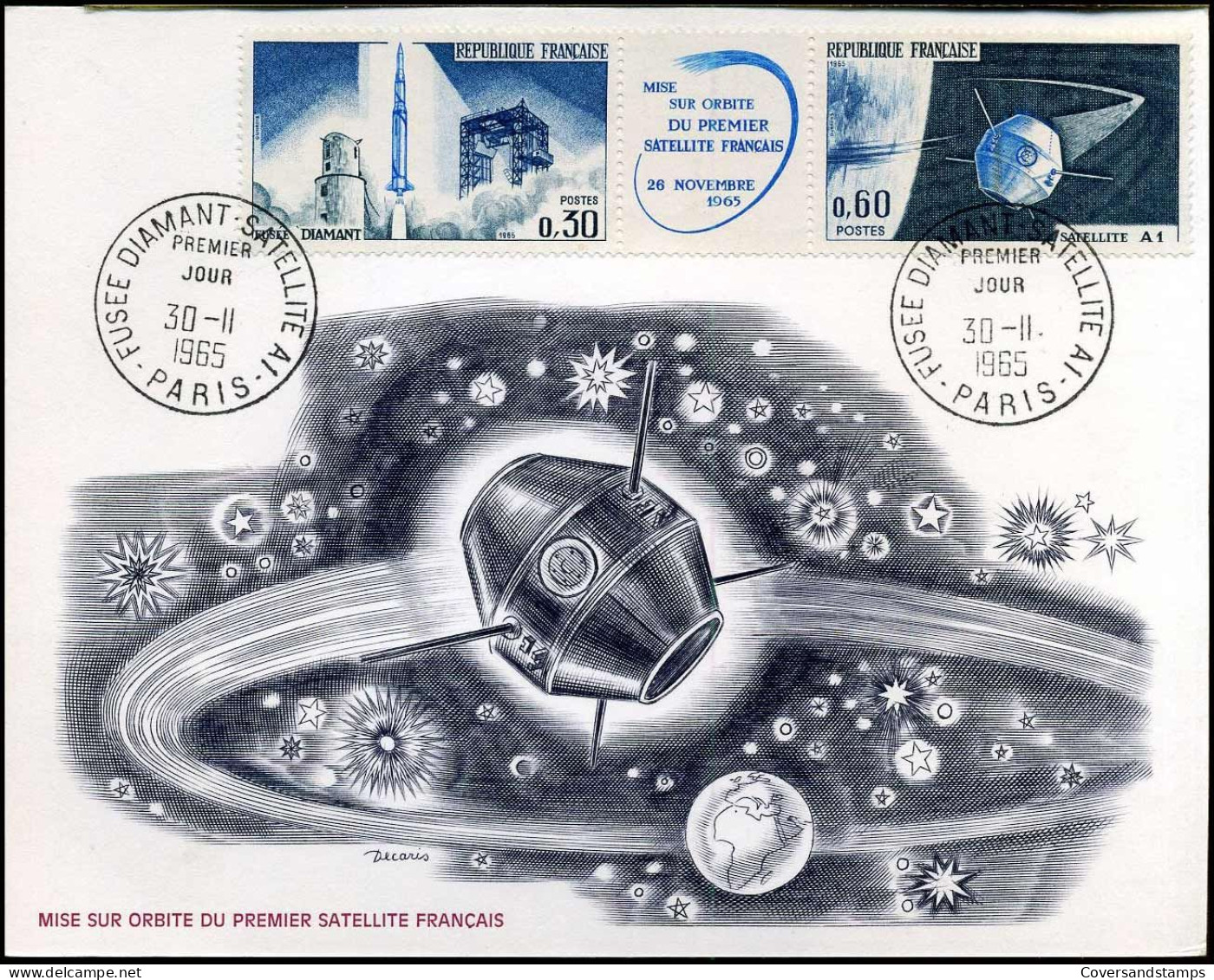 FDC / Carte Souvenir - Yv 1464 - Premier Satellite Français - 1960-1969