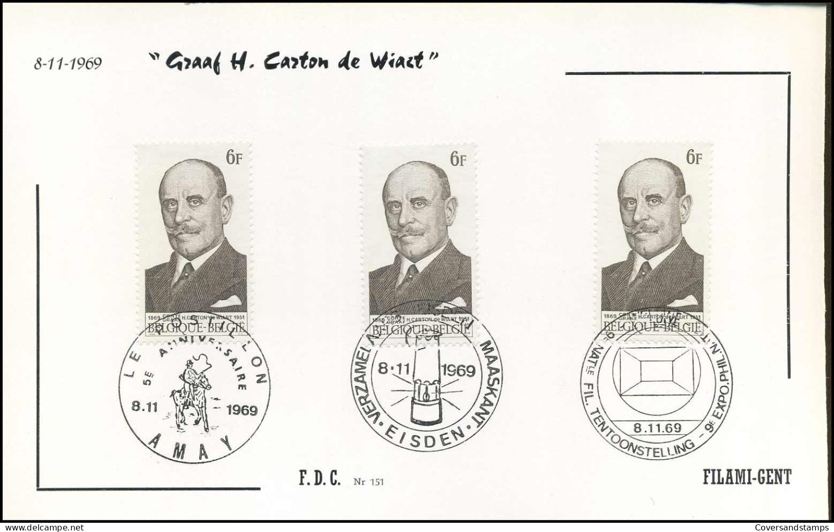 FDC Filami  - 1512 - Graaf H. Carton De Wiart - 1961-1970