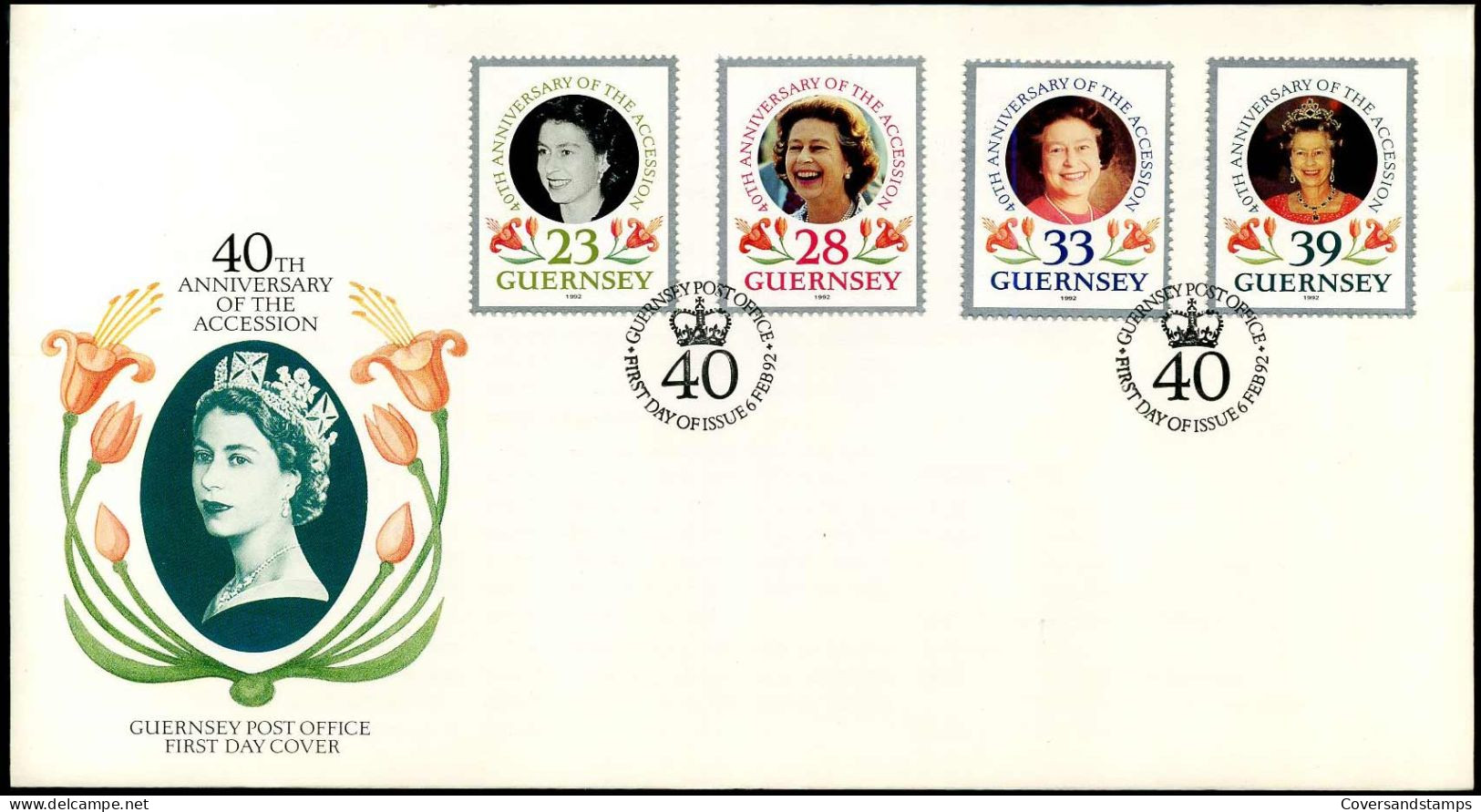 FDC - 40th Anniversary Of The Accession - The Queen - Guernesey
